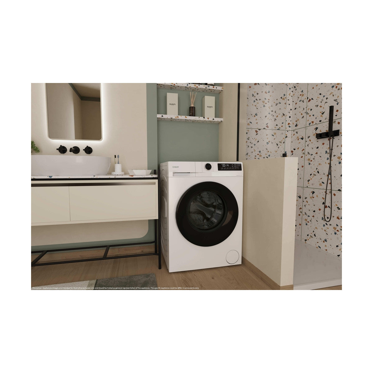 Candy ProWash 300, Lavasciuga Slim 8 5 KG, 10 più efficente della classe A, 1400 giri, Bianco, Inverter, Fresh Vapor, GWD 485SB6-S