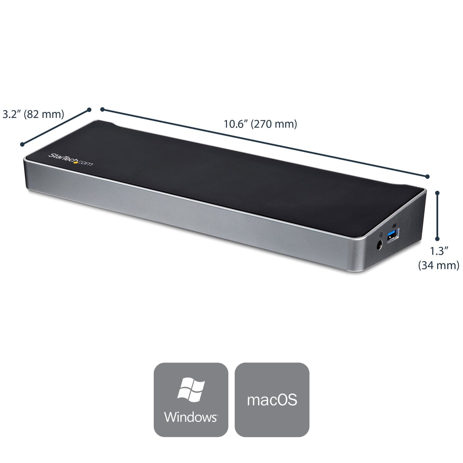 StarTech.com Docking Station USB-C per triplo monitor UHD 4K, Mac e Windows, Dock USB C a HDMI e DisplayPort, Hub a 5 porte USB 3.0 - PD 60W