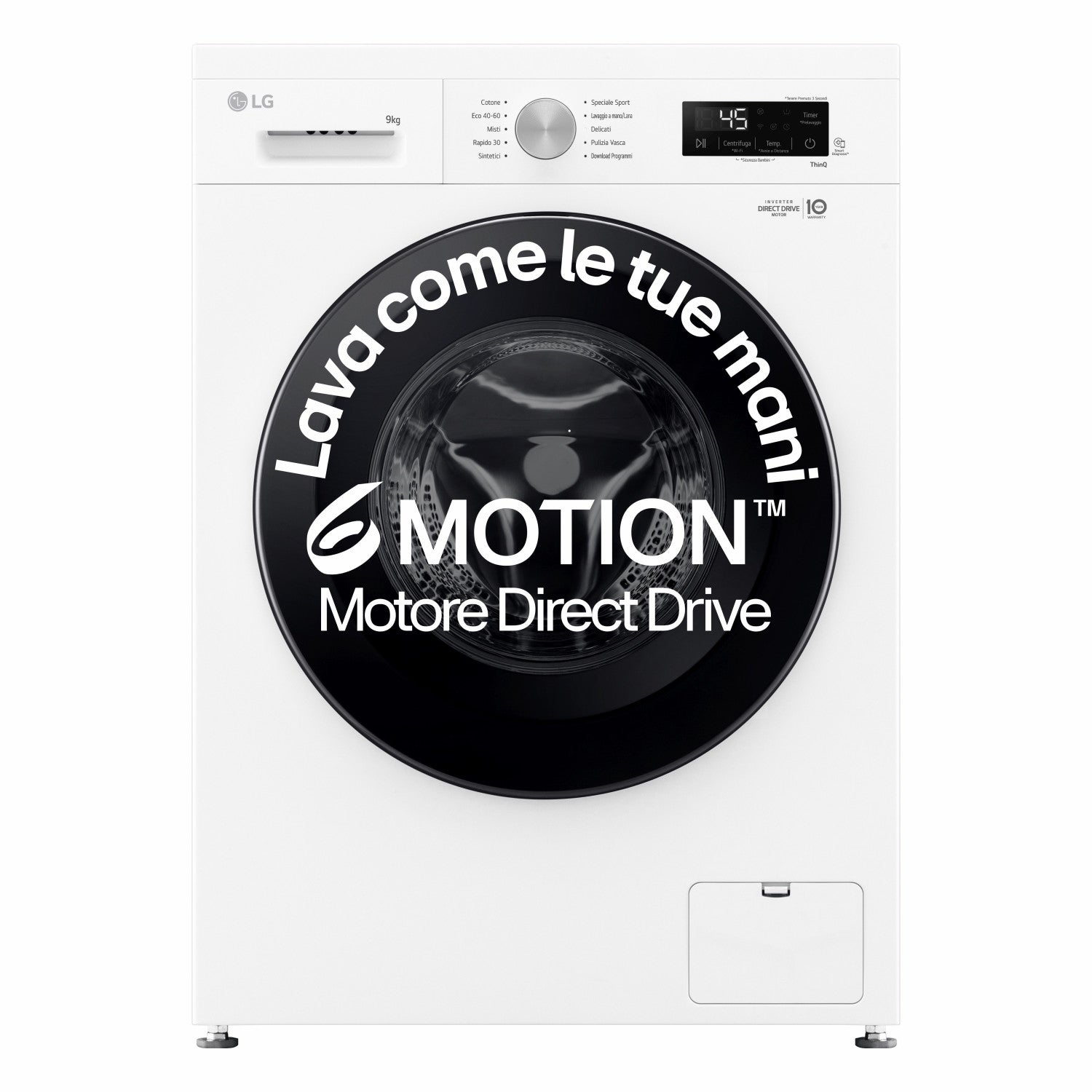 LG F4NX1009NWK Lavatrice smart 9kg Classe A 1400 giri 6 Motion Allergy Care Bianca