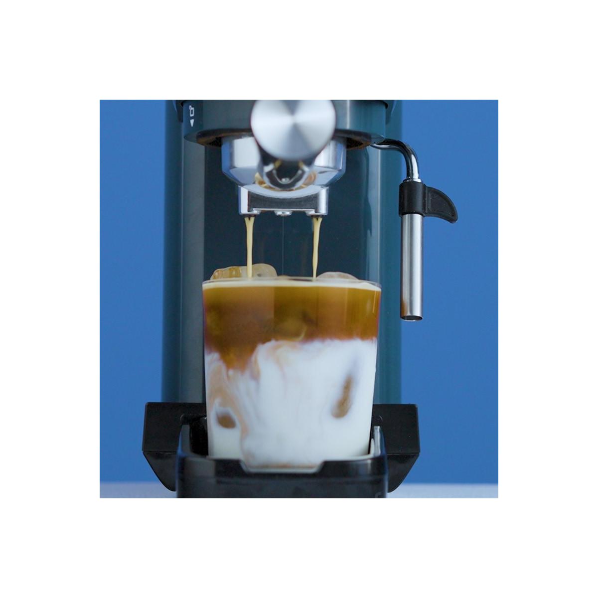Ariete 1399 Macchina da caffè espresso Light Aquamarine, Per polvere e cialde ESE, 1300 W, Capacità 1,1L, 15 bar di pressione, Filtro 1, 2 tazze e cialda ESE, Cappuccino, Verde