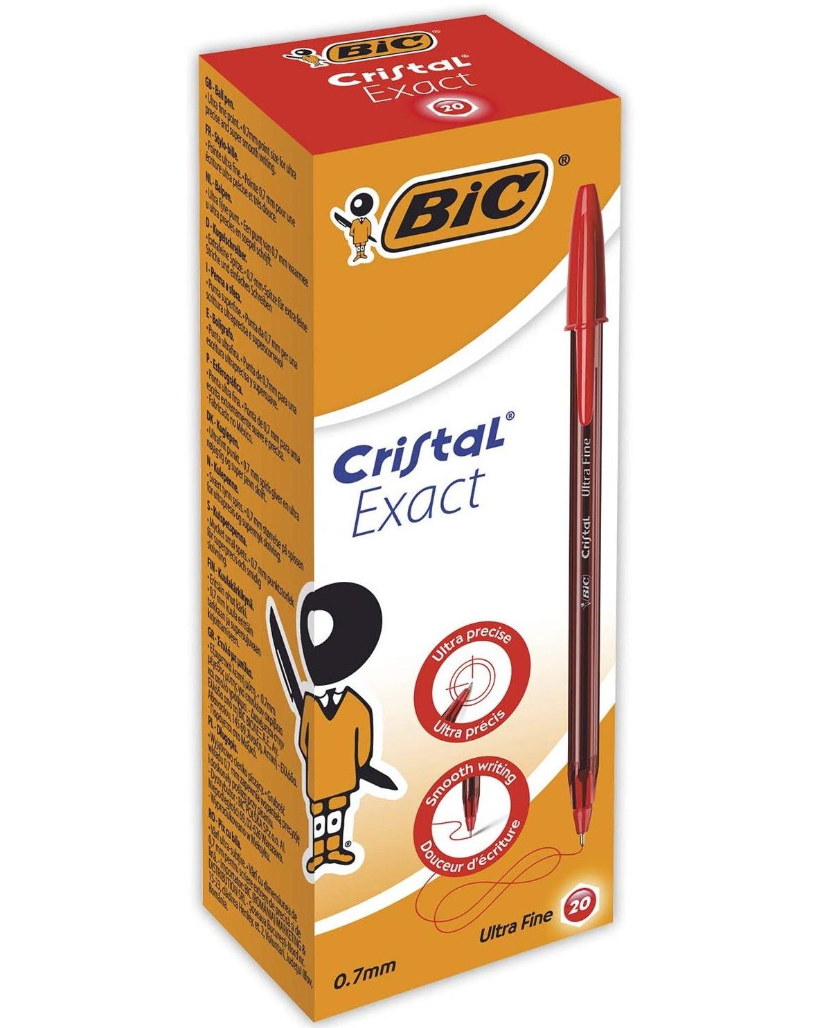 BIC Cristal Exact Rosso Penna a sfera Ultra sottile 20 pz