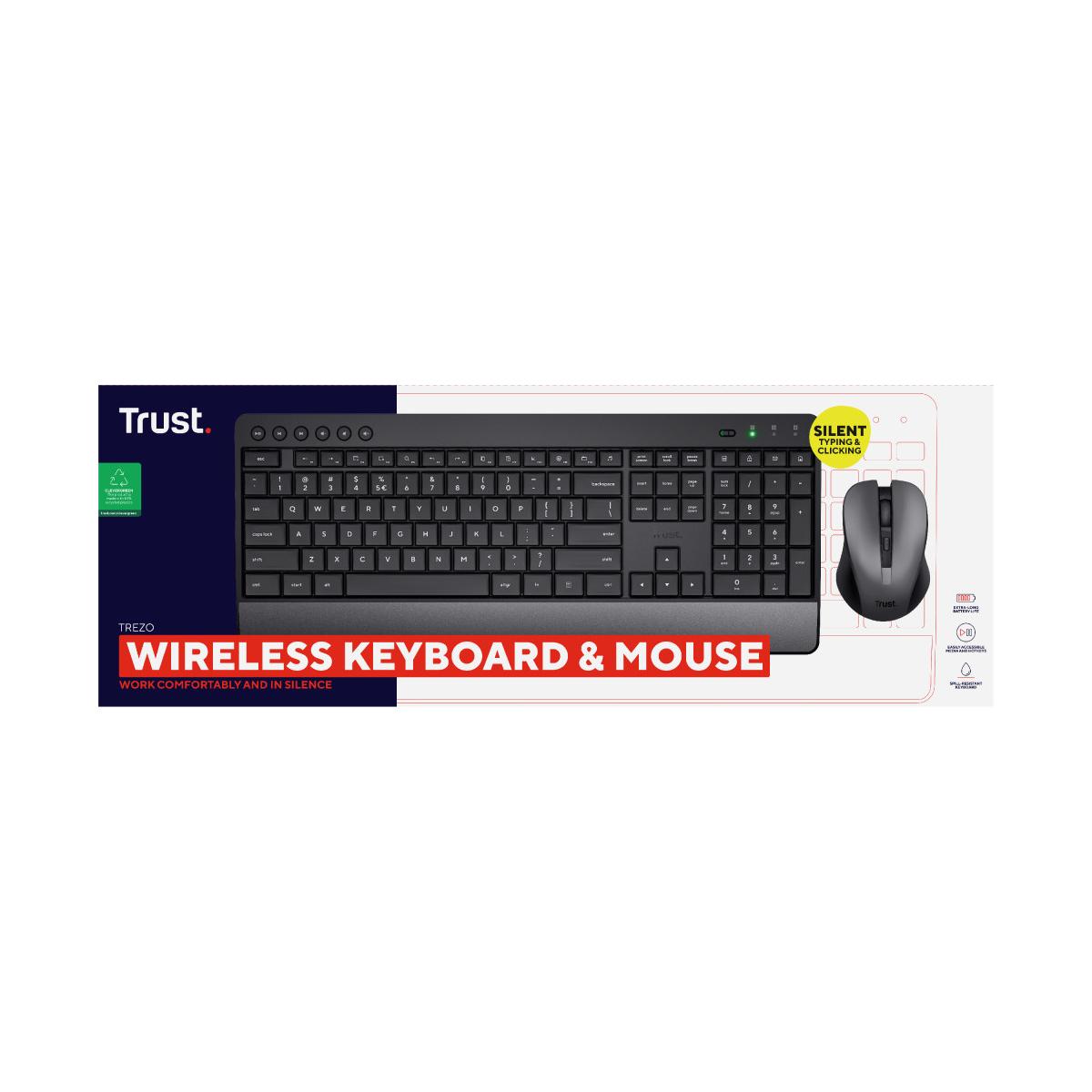Trust Trezo 24530TRS Tastiera Mouse Incluso RF Wireless QWERTY Italiano Nero