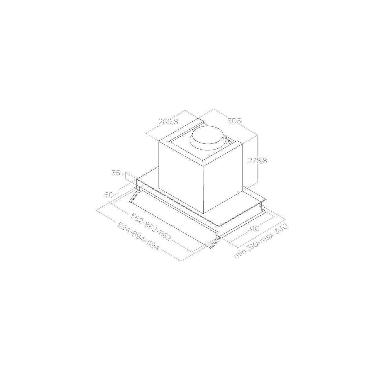 Elica Boxin LX/BL MAT/A/120 Integrato Nero 620 m3/h
