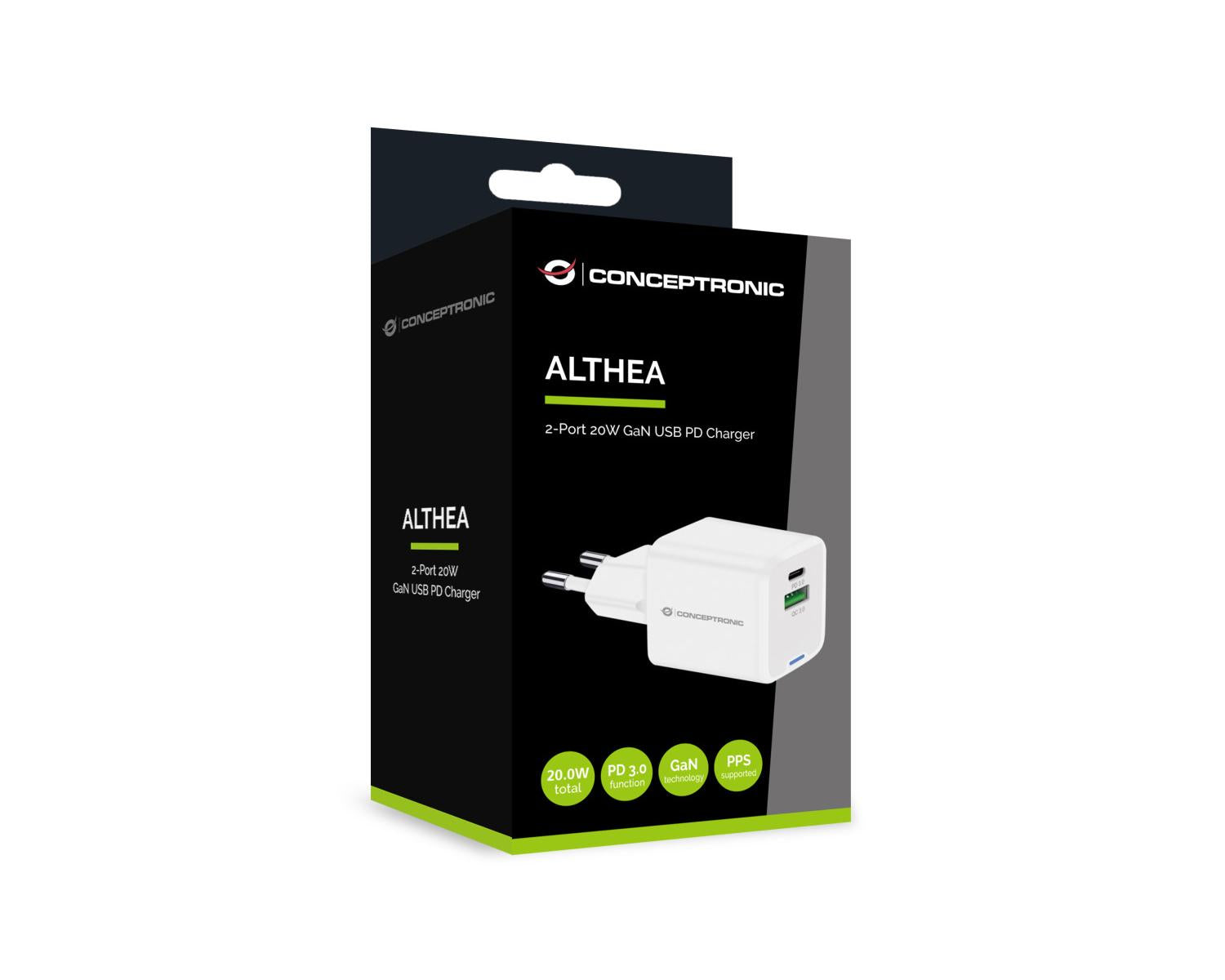 Conceptronic ALTHEA15W Caricabatterie per dispositivi mobili Universale Bianco AC Ricarica rapida Interno