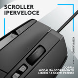 Logitech G G502 X Mouse Mano Destra USB Tipo A Ottico 25600 DPI Nero