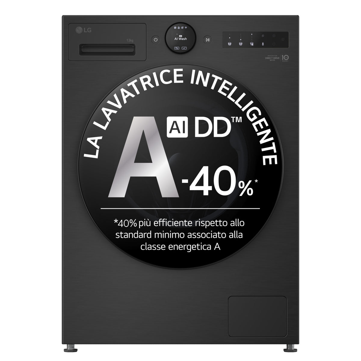 LG F4X7013TBB Lavatrice 13kg AI DD Serie X7, Classe A-40 , 1400 giri, Display Easy Circle, Wi-Fi, AI Wash, TurboWash