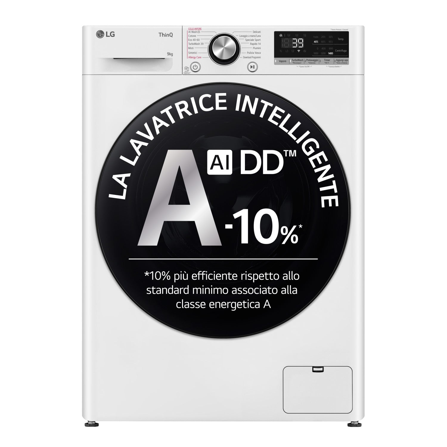 Lg F4R7009TSWB Lavatrice 9kg AI DD Classe A 1400 giri TurboWash Vapore Bianco