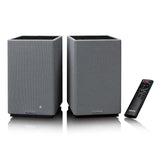Lenco SPB-240BKGY Coppia Altoparlanti Stereo Hi-Fi Bluetooth 5.3 - 2x40W RMS - Amplificatore Classe D - DSP - RCA - Ottico - USB - Telecomando - Grigio/Nero
