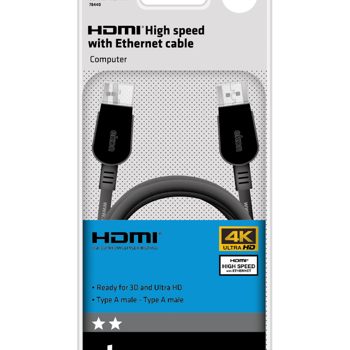 Ekon ECITHDMI18MMK cavo HDMI 1,8 m HDMI tipo A (Standard) Nero