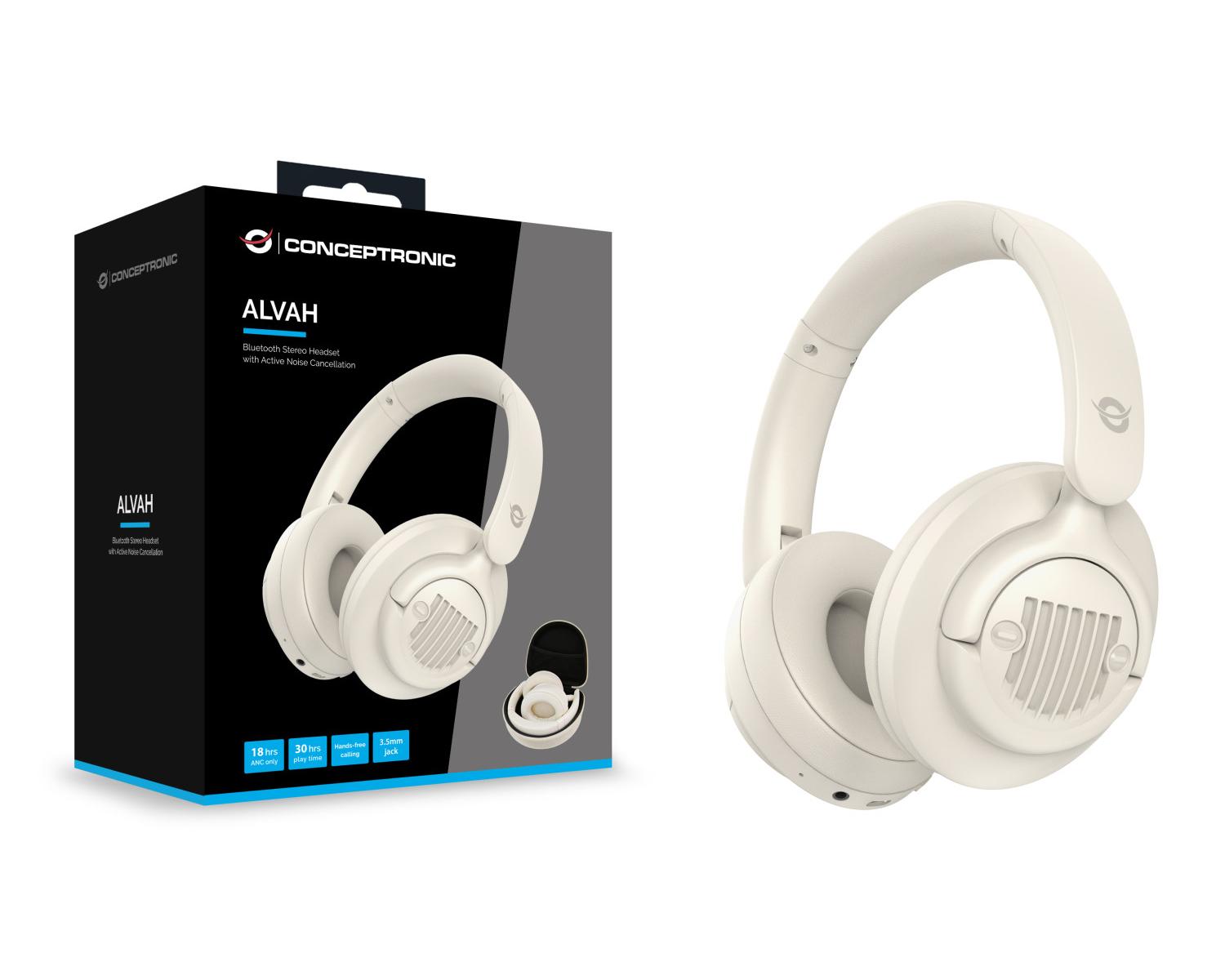 Conceptronic ALVAH02C cuffia e auricolare Con cavo e senza cavo A Padiglione MUSICA Bluetooth Crema