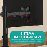 Overmust Braccio Singolo Per Monitor 13-32", Regolabile In Altezza 410mm, Capacità 10 Kg, Estensione 460mm, Vesa 75x75/100x100, Nero