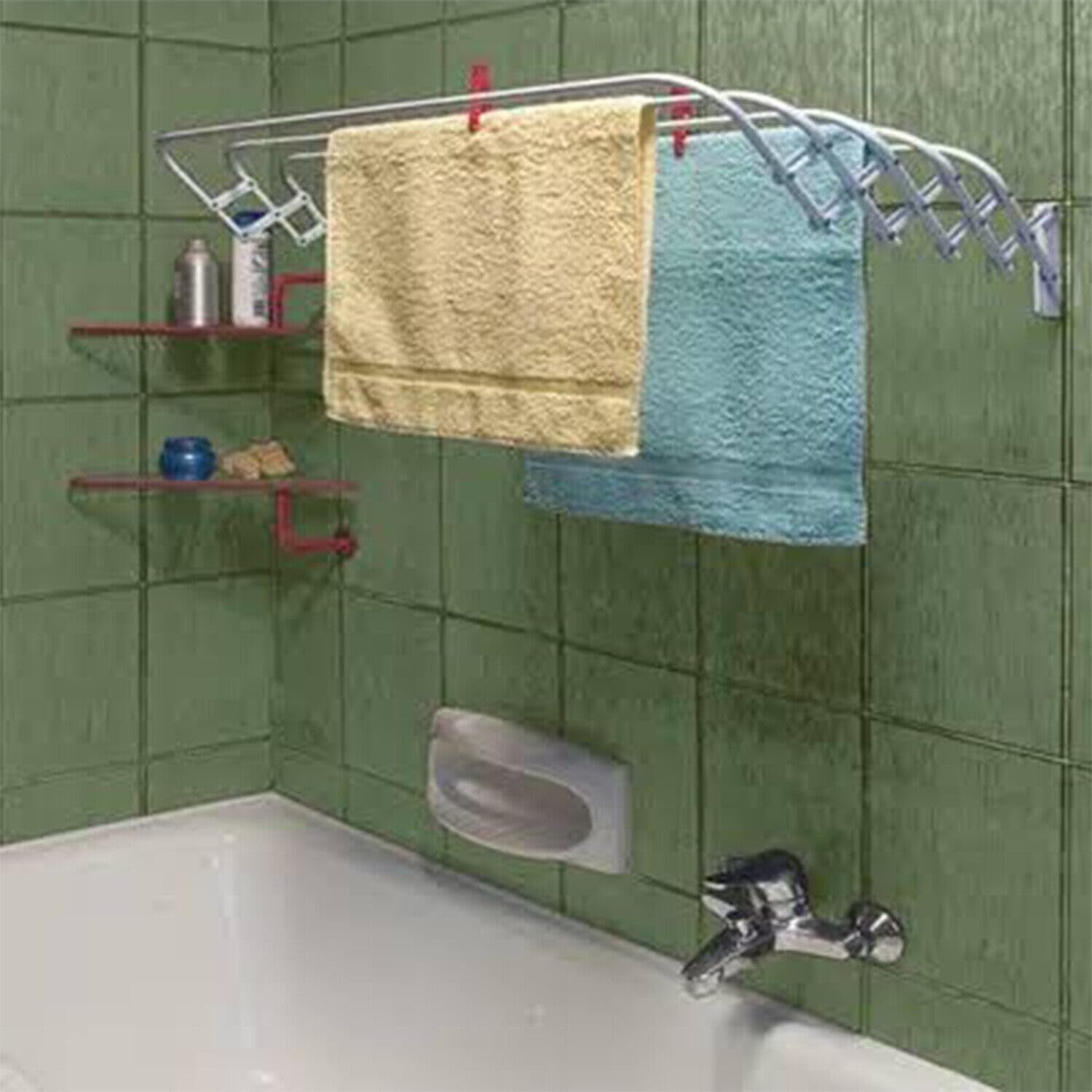 Gimi Stendibiancheria Da Parete Brio Super 80, Acciaio, 80x43 Cm, 4 M Di Stenditura