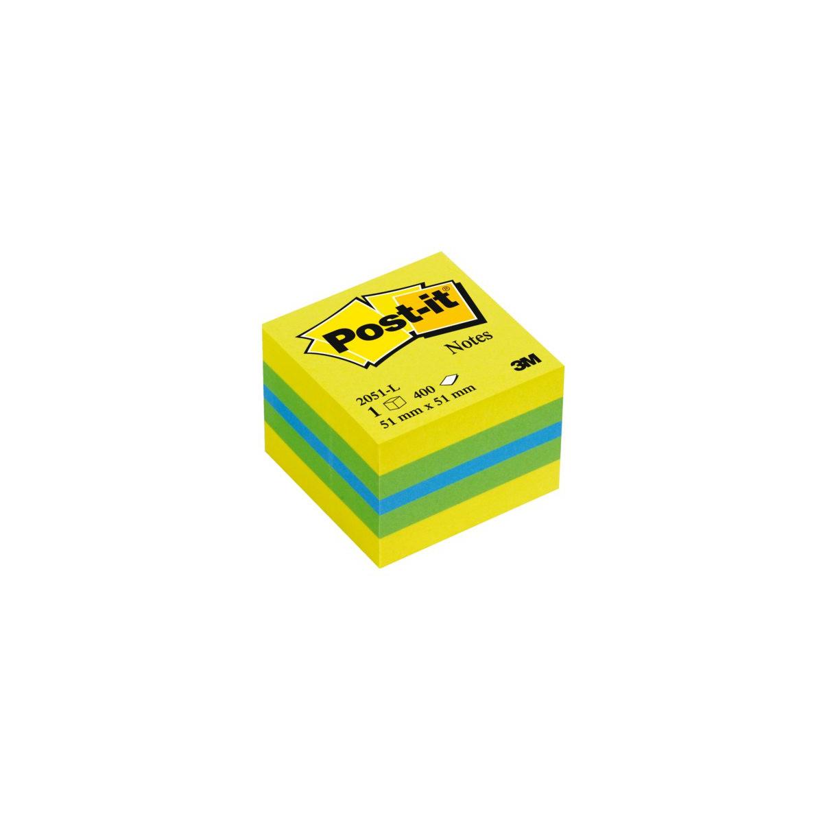 3M Post-it 2051L pouch autoadesiva Quadrato Blu, Verde, Turchese, Giallo 400 fogli Autoadesivo