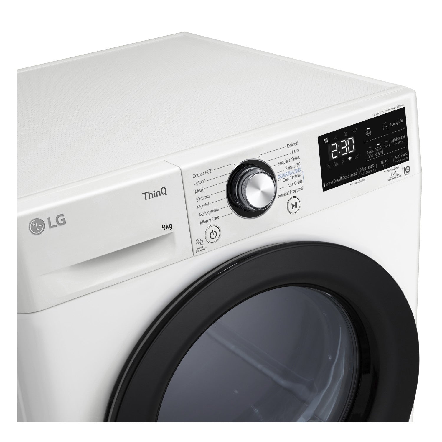 LG RH90V9AVBN Asciugatrice 9kg DUAL Inverter Classe A Condensatore Autopulente Bianco