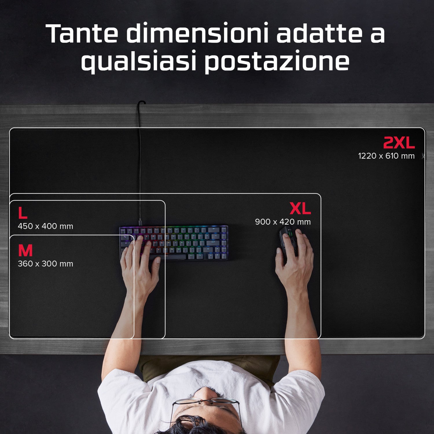 HP Tappetino Mouse da Gioco da Computer 4Z7X5AA HyX Cloth XL Nero