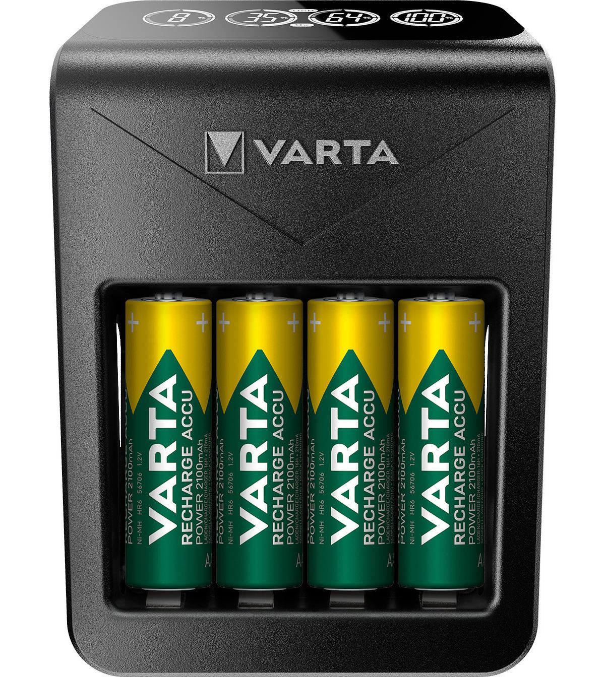 Varta LCD Plug charger AA e AAA Batterie ricaricabili NiMH incl. 4x AA 2100 mAh accu nero