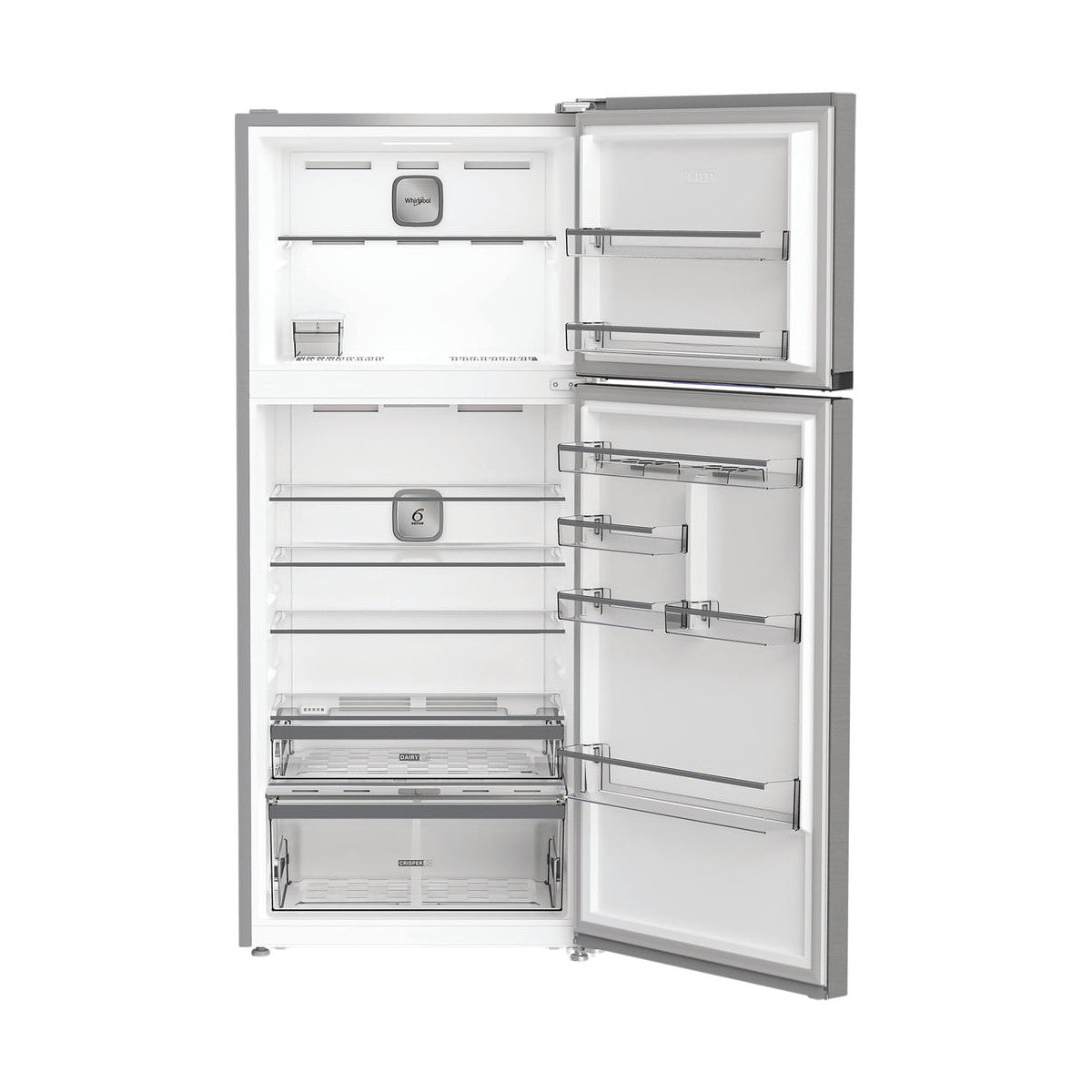 Whirlpool WHD2 6552 X4E Frigorifero doppia porta a libera installazione, Dual no frost, 78cm, Classe E, Pearl Inox, 37 dbA, h 187cm