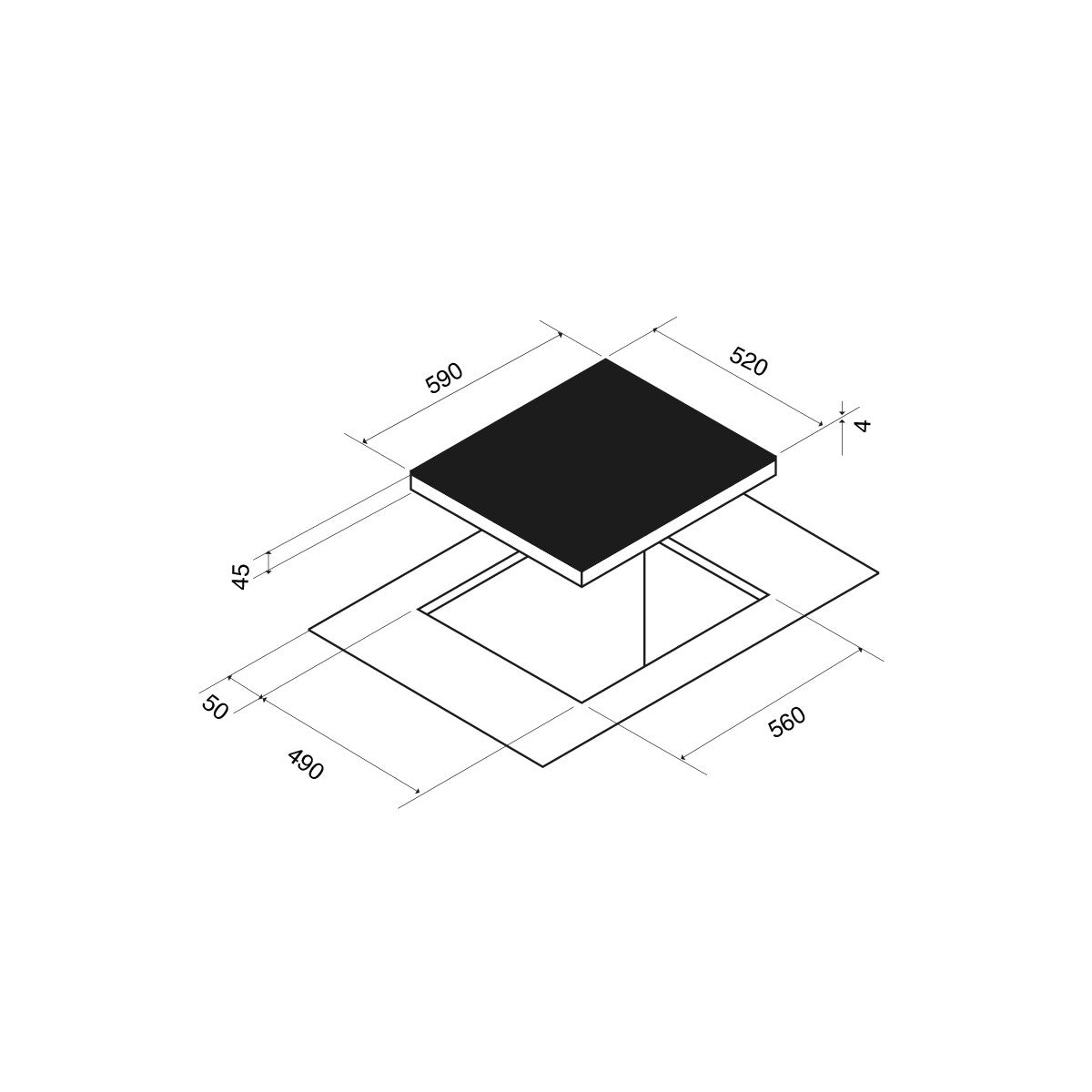 Pando PI-3200 Nero Da incasso 59 cm Piano cottura a induzione 4 Fornello(i)