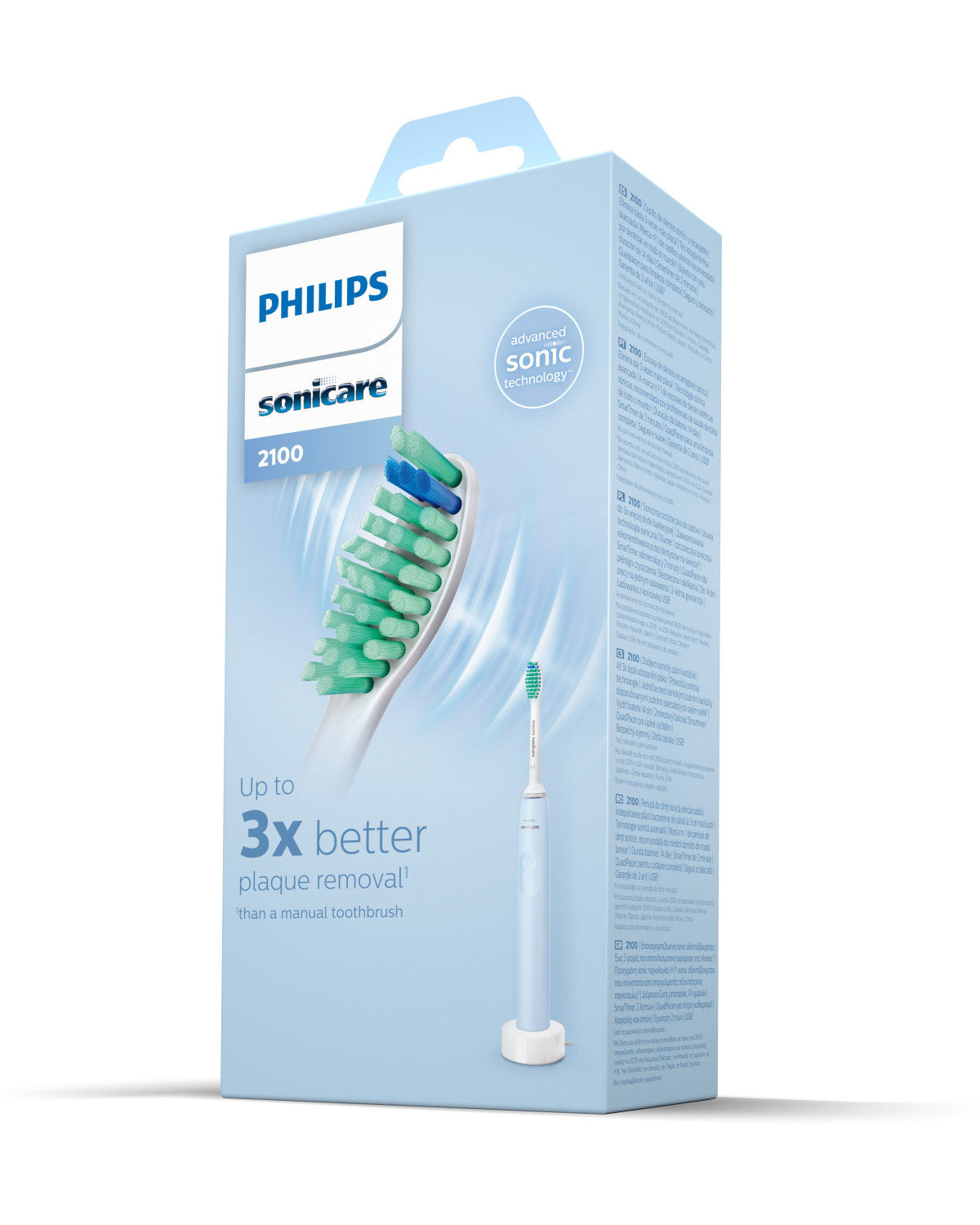 Philips 2100 series HX3651/12 spazzolino elettrico Adulto Spazzolino elettrico sonico Blu, Bianco