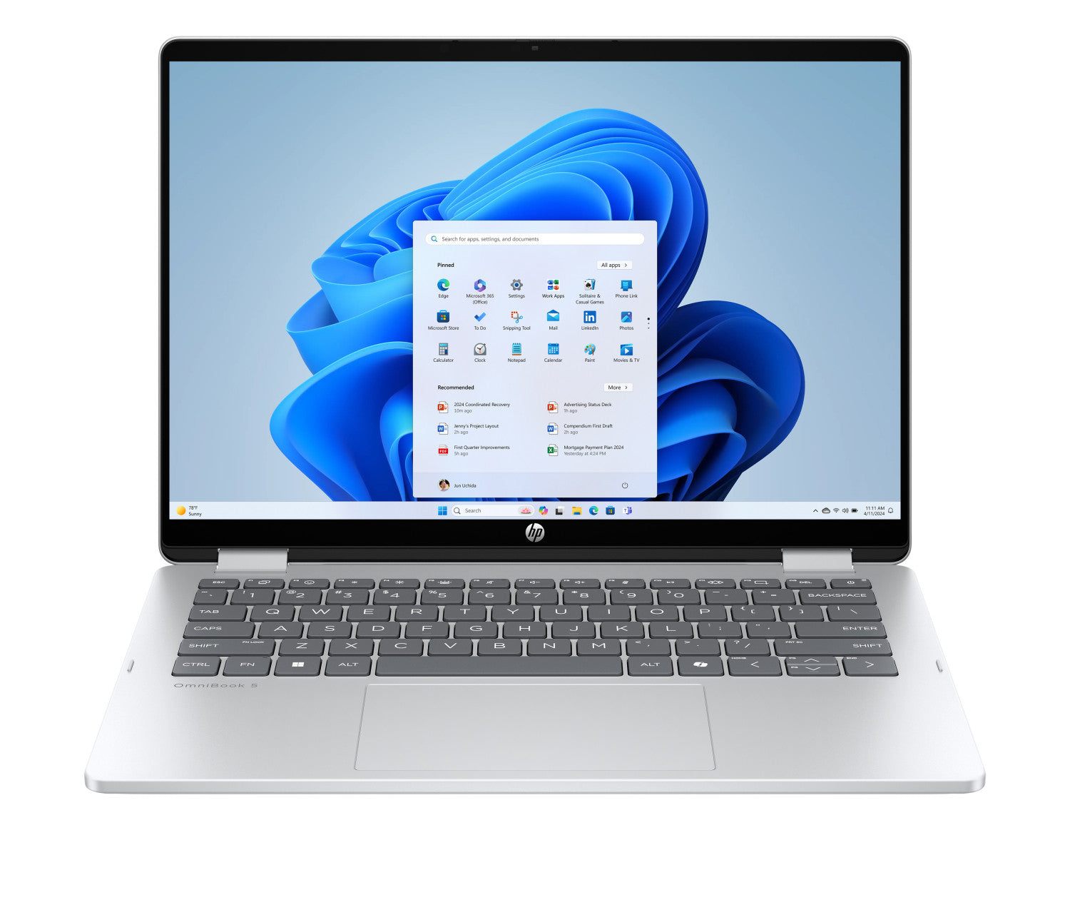 HP OmniBook 5 Flip 2-in-1 Laptop 14-fp0012nlx Intel Core i3 i3-1315U 35,6 cm (14 pollici) Touch screen 2K 8 GB LPDDR5-SDRAM 512 GB SSD Wi-Fi 6 (802.11ax) Windows 11 Home Argento