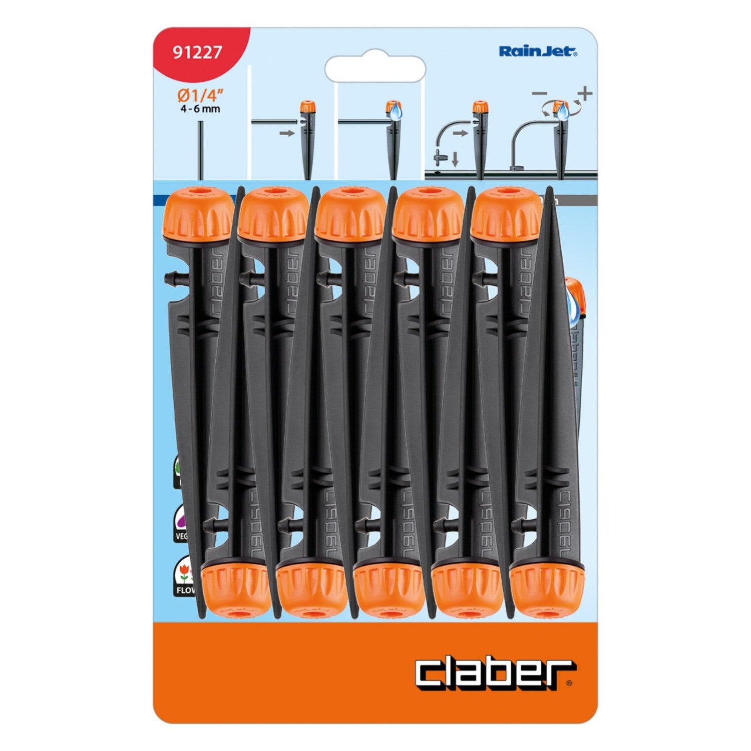 Claber Gocciolatori Regolabili Su Picchetto 91227 - 0-40 L/H - Confezione Da 10 Pezzi