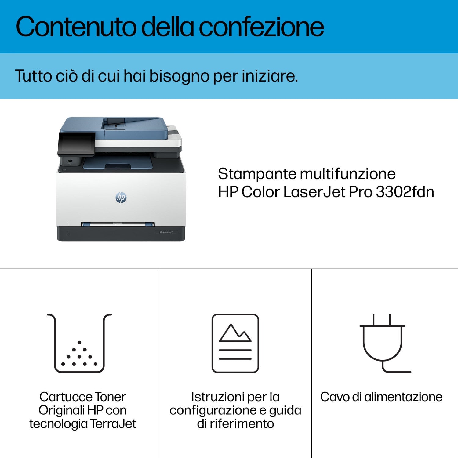 HP Color LaserJet Pro Stampante multifunzione 3302fdn