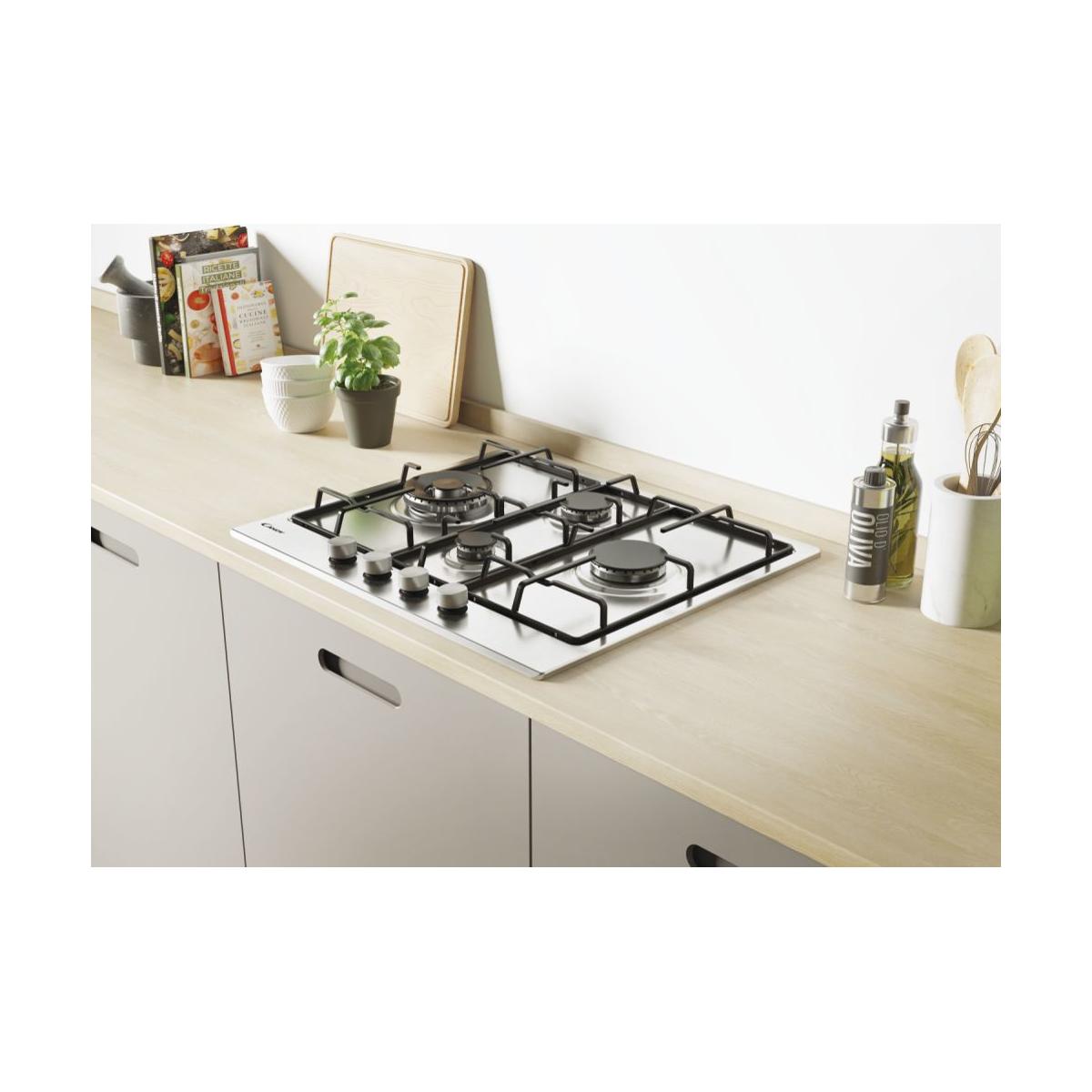 Candy Idea CHW6D4WX Piano Cottura da Incasso 60 cm Gas 4 Fornelli Acciaio Inossidabile