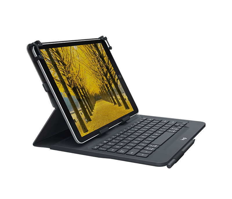 Logitech Universal Folio Cover con Tastiera Bluetooth Wireless per Tablet Ipad da 9 10 Pollici Nero