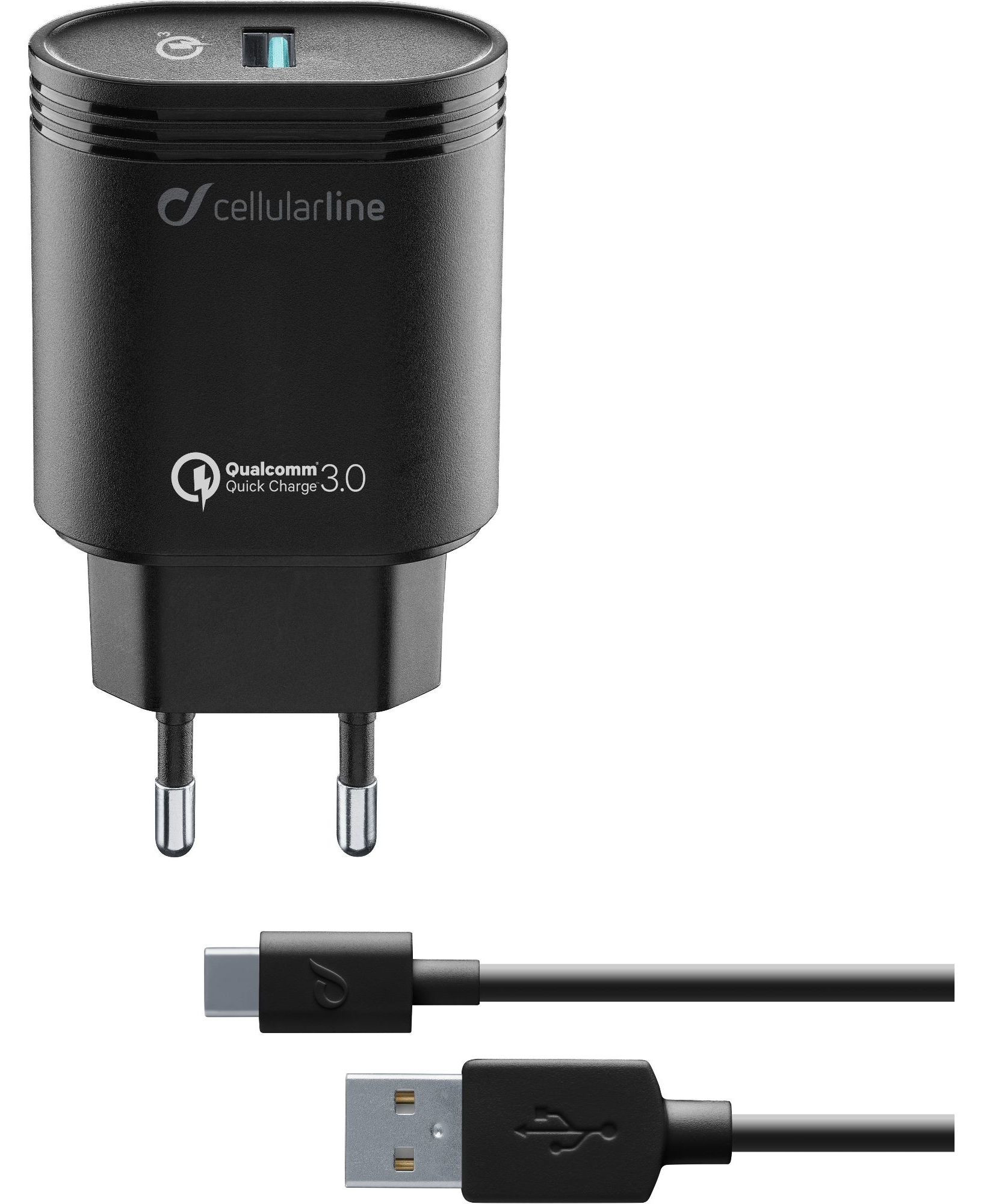 Cellularline USB Charger Kit 18W - USB-C - Huawei, Xiaomi, Wiko, Asus and other smartphone