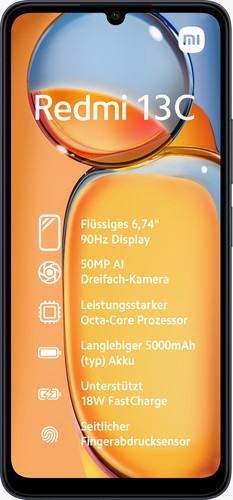 Xiaomi Redmi 13C Smartphone Doppia SIM Android 13 4G USB tipo-C 4 GB 128 GB 5000 mAh Nero