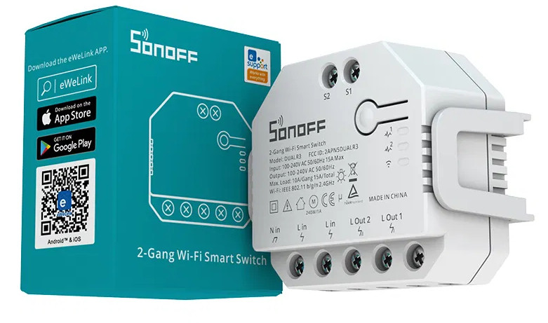 Sonoff Dual R3 Interruttore Smart Home con Cavo e Senza Cavo per Luci  Elettrodomestici Bianco - Elettronica