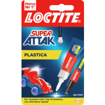 Loctite Super Attak Plastic 2g+4ml Liquido Adesivo per contatto