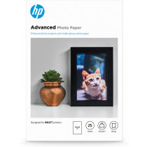 HP Advanced Photo Paper, Glossy, 250 g/m2, 10 x 15 cm (101 x 152 mm), 25 sheets carta fotografica Bianco