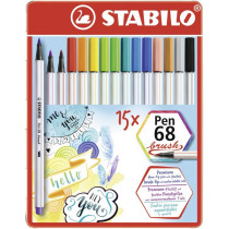 STABILO Pen 68 brush marcatore Multicolore 15 pz
