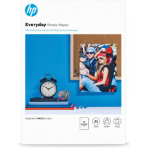HP Everyday Photo Paper, Glossy, 200 g/m2, A4 (210 x 297 mm), 25 sheets carta fotografica Nero, Blu, Bianco Semi lucida