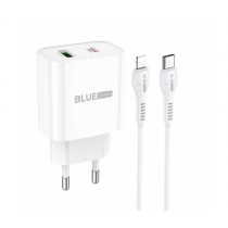 Caricabatterie Wall Charger BLUE Power BCC80A Carica Rapida PD QC3 20W con Lightning Cable Bianco