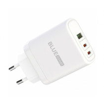 Caricabatterie Wall Charger BLUE Power 65W 1x USB 2x Type-C con Type-C Cable Bianco BPCE04