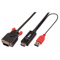 Lindy 41455 cavo e adattatore video 1 m HDMI + USB VGA (D-Sub) Nero