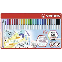 STABILO Pen 68 brush marcatore Multicolore 25 pz