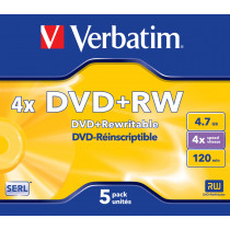 Verbatim DVD+RW Matt Silver 4,7 GB 5 pz