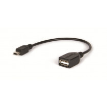 Hamlet 0.15m USB 2.0 - mini-USB 2.0 A F/M cavo USB 0,15 m Mini-USB A USB A Nero