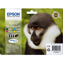 Cartuccia per Stampante Epson Monkey C13T08954010 Multipack 4 Colori Originale Nero Ciano Magenta Giallo per Epson Stylus SX415 SX410 SX405WiFi