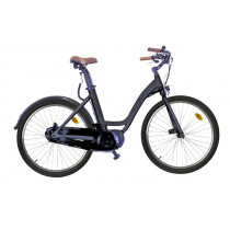 E-Bike Lexgo CT26 Bicicletta Elettrica Doppio Freno a Disco Sella in Pelle Luce Frontale 250W Nero