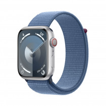 Smartwatch Apple Watch Series 9 GPS + Cellular Cassa 45mm in Alluminio Argento con Cinturino Sport Loop Blu Inverno