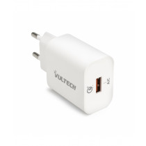 Vultech CC-118QCLWH Caricabatterie Caricatore da Rete USB Quick Charge 3.0 3A 18W Bianco