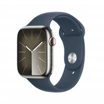 Smartwatch Apple Watch Series 9 GPS + Cellular Cassa 45mm in Acciaio Inossidabile con Cinturino Sport M/L Blu Tempesta