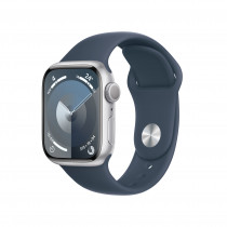 Smartwatch Apple Watch Series 9 GPS Cassa 41mm in Alluminio Argento con Cinturino Sport S/M Blu Tempesta