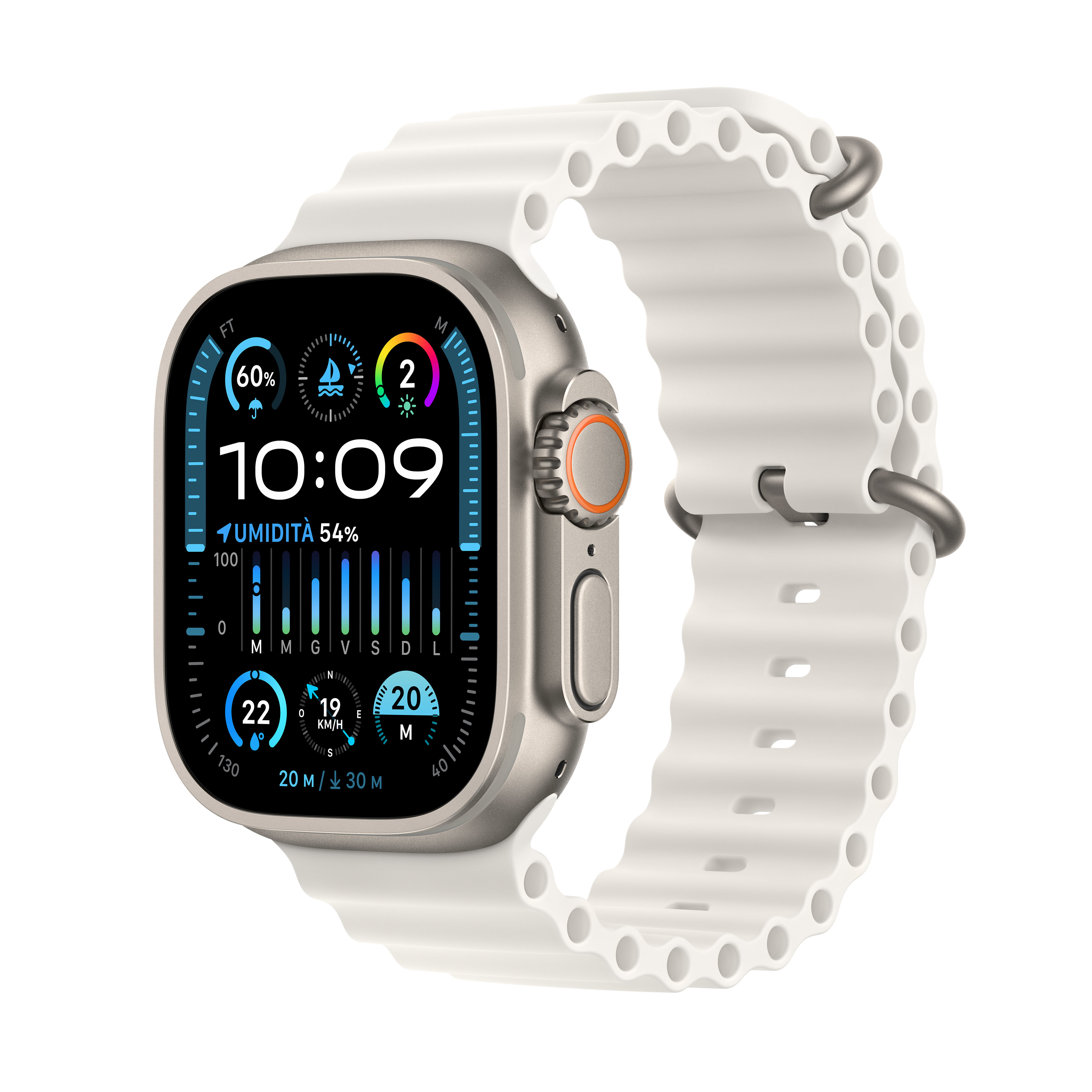 Smartwatch Apple Watch Ultra 2 GPS + Cellular Cassa 49m in Titanio con Cinturino Ocean Bianco